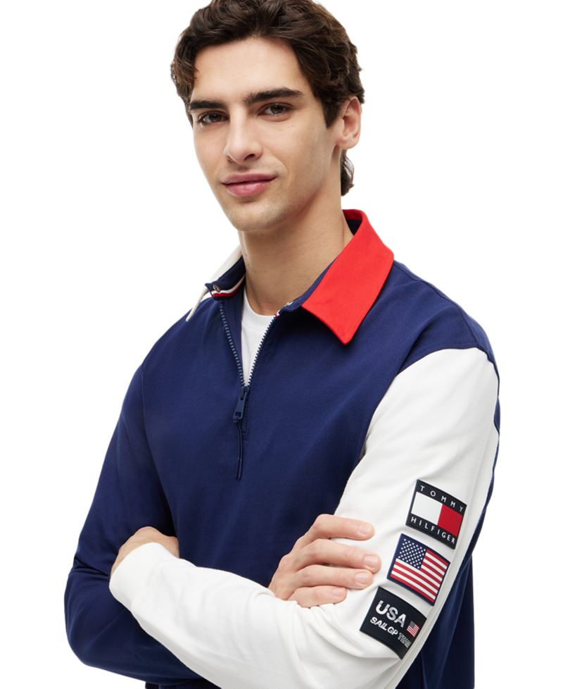 x U.S. SailGP Men's Color-Block Regular-Fit Rugby Shirt