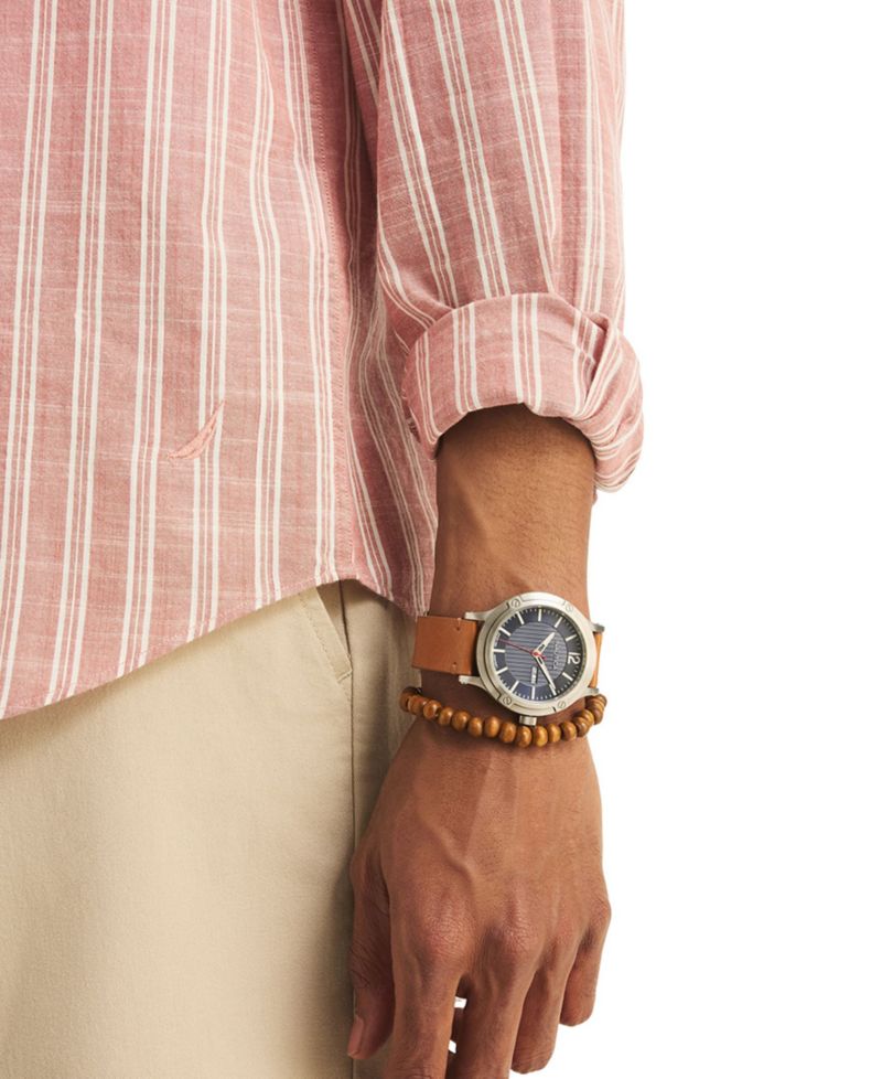 Men's Textured Strip Long-Sleeve Shirt