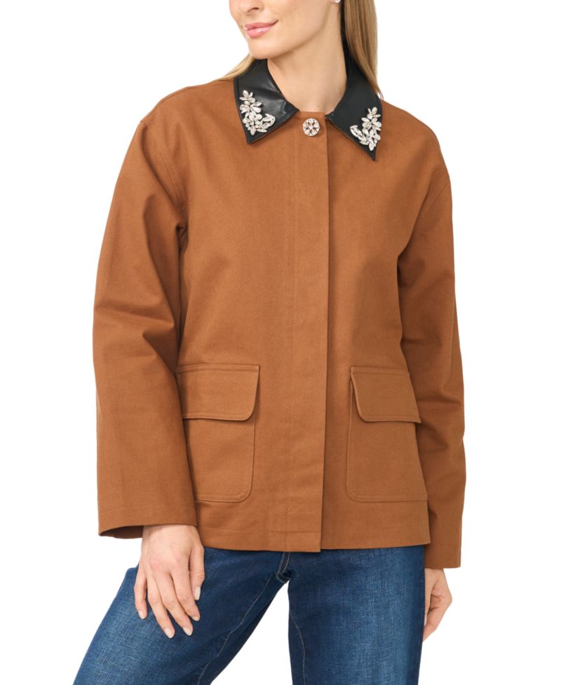 Women's Embellished-Collar Barn Jacket