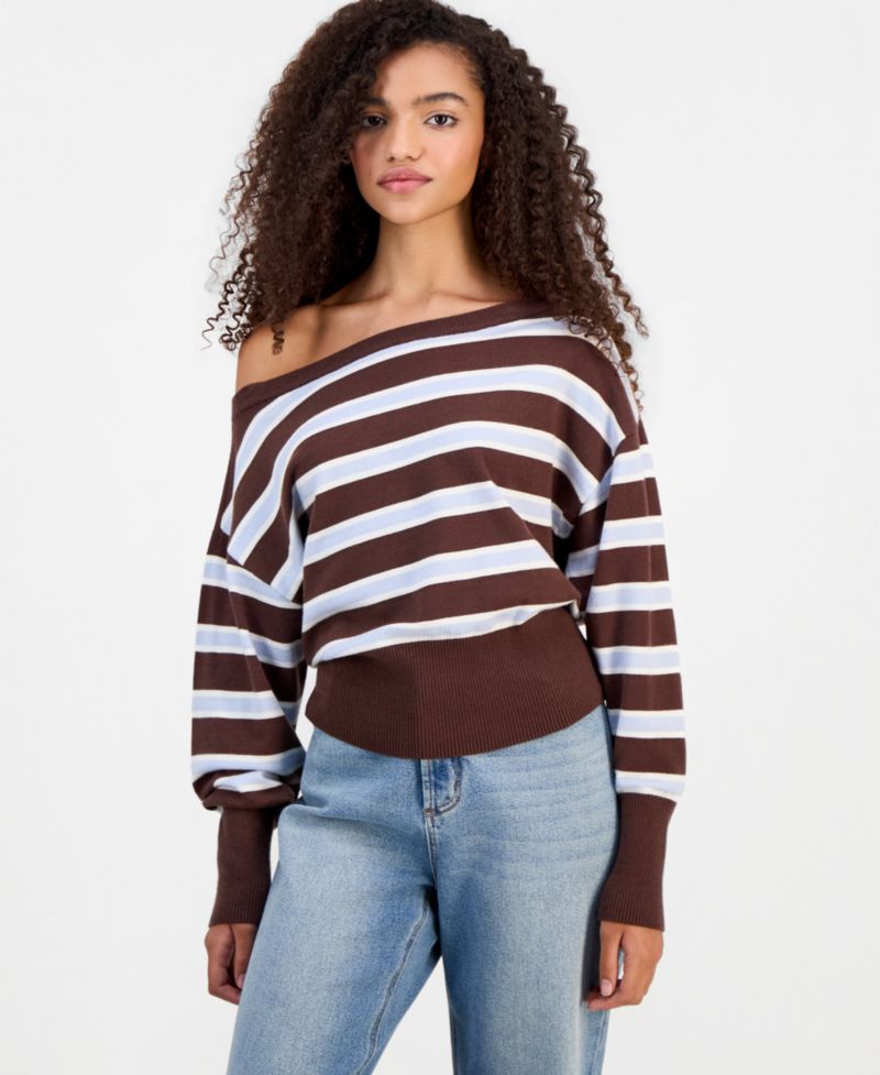Juniors' Off-The-Shoulder Dropped-Sleeve Sweater