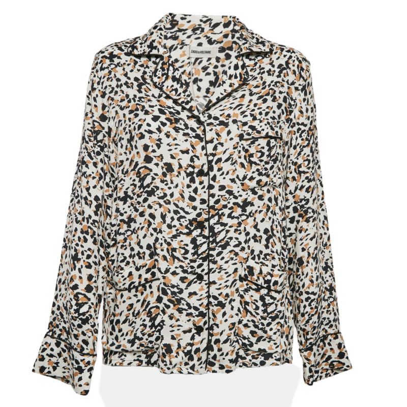 Women's Brown Leopard Print Crepe Tradi Shirt
