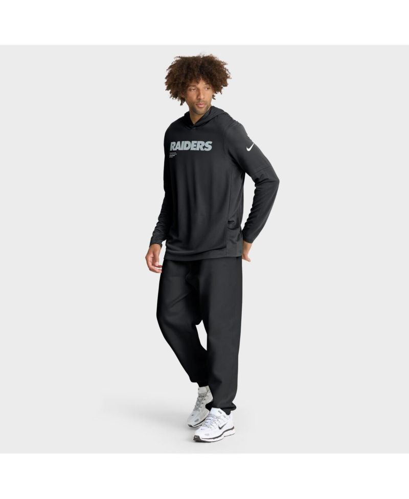 Men's Black Las Vegas Raiders Big & Tall Sideline Performance Long Sleeve Hoodie T-Shirt
