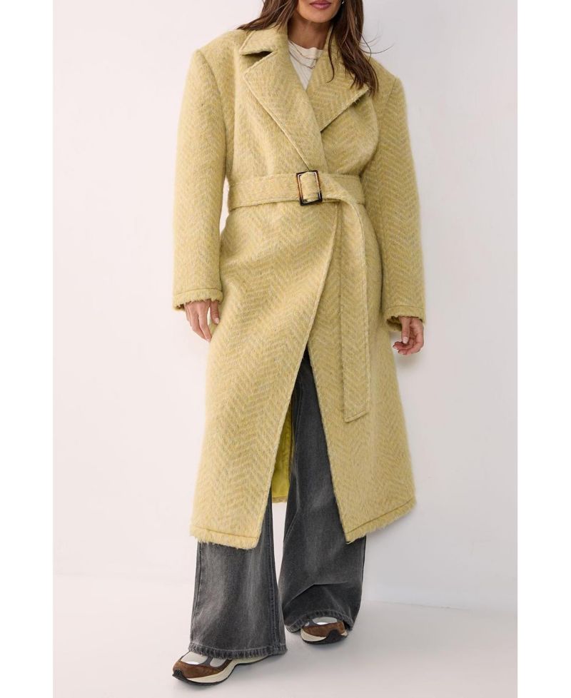 Women's Double Breasted Brushed Herringbone Coat