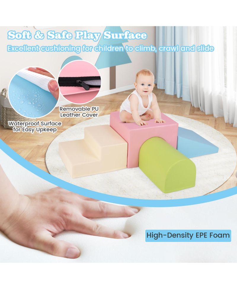 Kids Climb and Crawl Activity Playset Blocks w/ Waterproof PU Cover EPE Foam