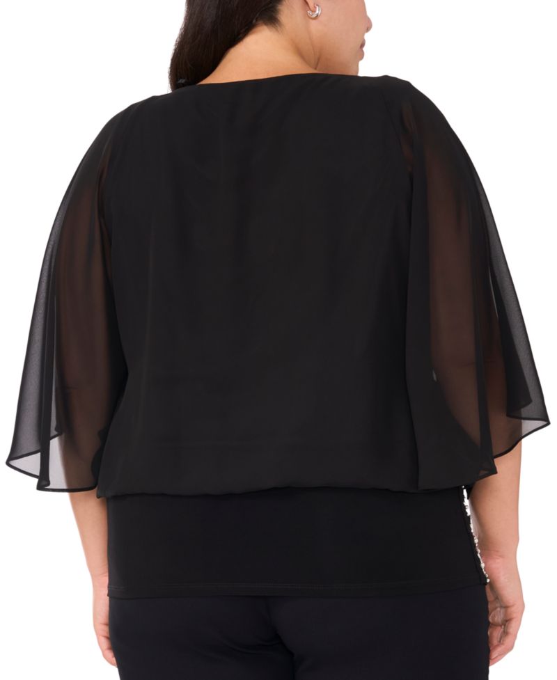 Plus Size Embellished Chiffon Blouse