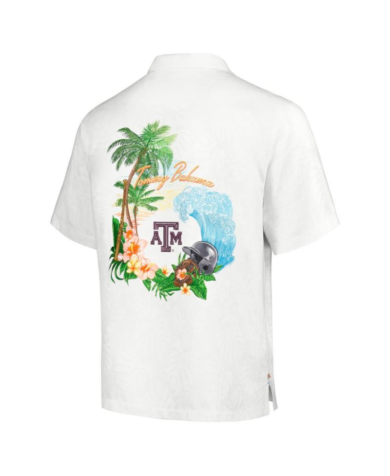 Men's White Texas A&M Aggies Castaway Game Camp Button-Up T- Shirt