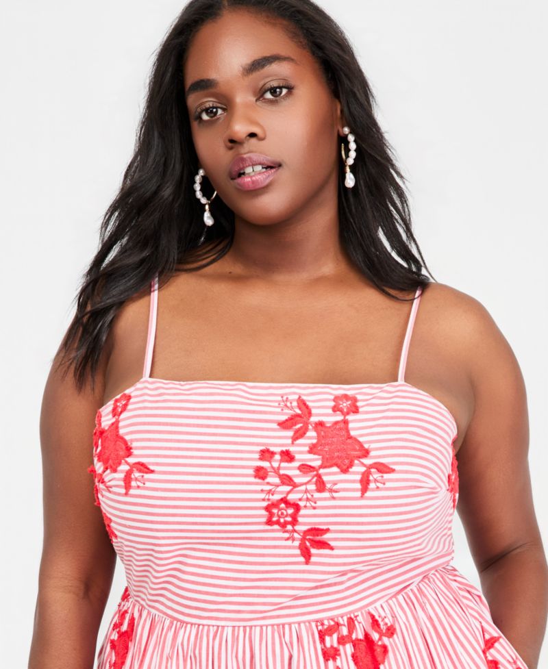 Plus Cutout-Back Tiered Cotton Midi Dress