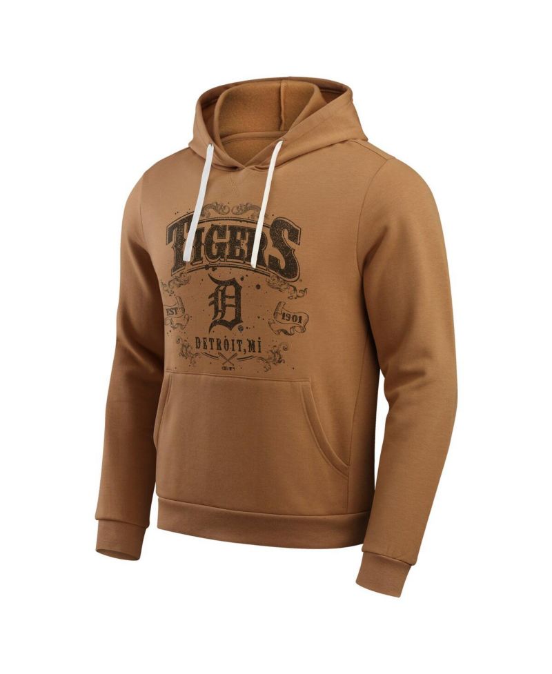 Men's Tan Detroit Tigers Camp Fleece Pullover Hoodie