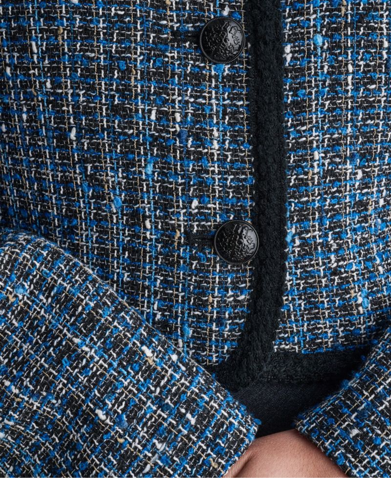 Women's Cropped Button-Front Tweed Jacket