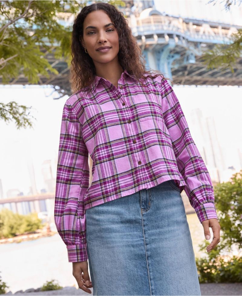 Women's Cropped Flannel Shirt