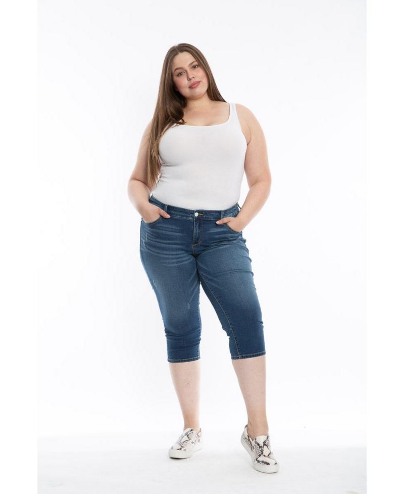 Plus Size Mid Rise Crop Jeans