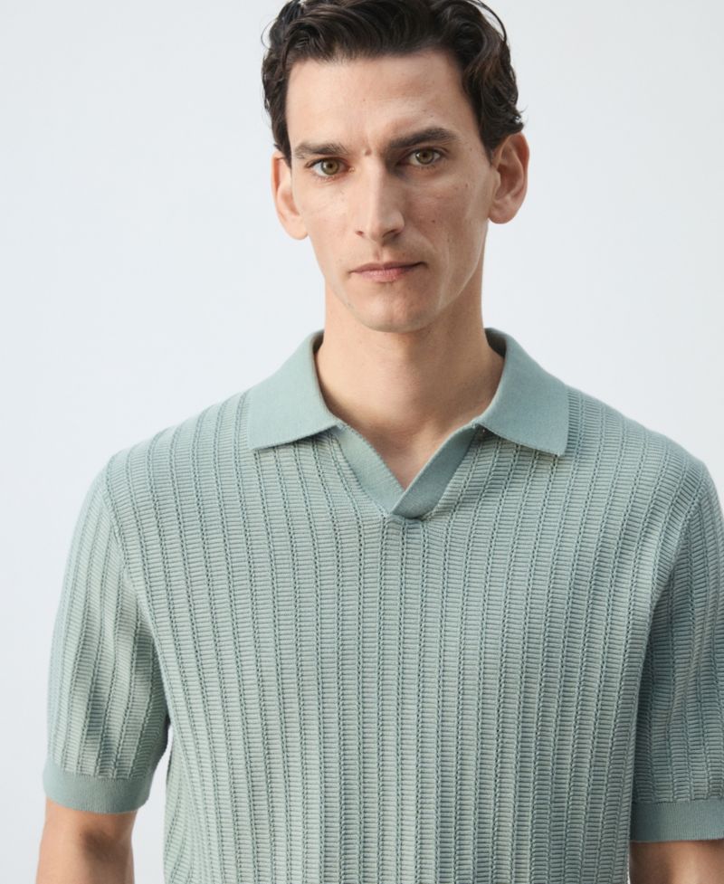 Men's Structured Cotton Knit Polo Shirt