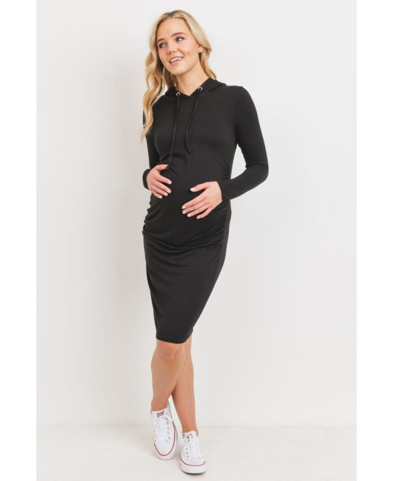 Women's Long Sleeve Side Ruched Hoodie Dress