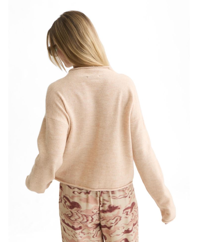 Women's Fuzzy Funnel-Neck Cardigan