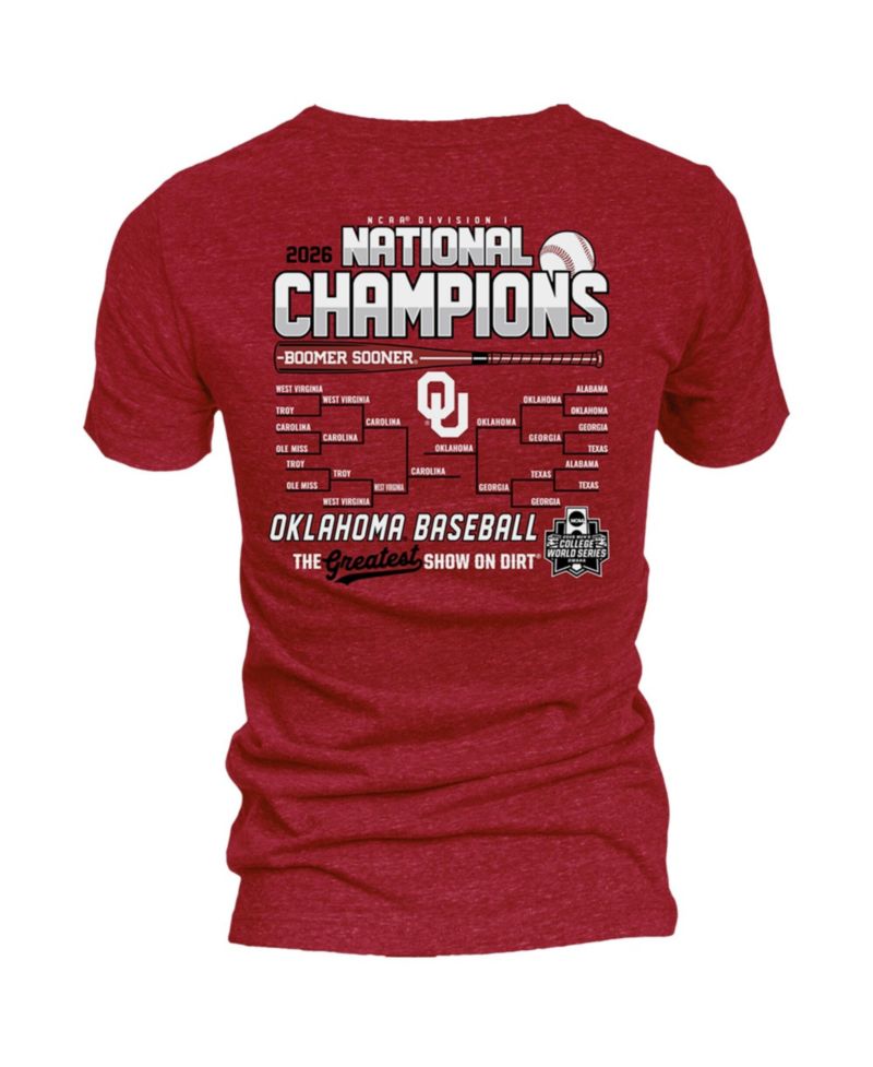 Women's Crimson Oklahoma Sooners 2026 NCAA Baseball Men's College World Series Champions Schedule T-Shirt