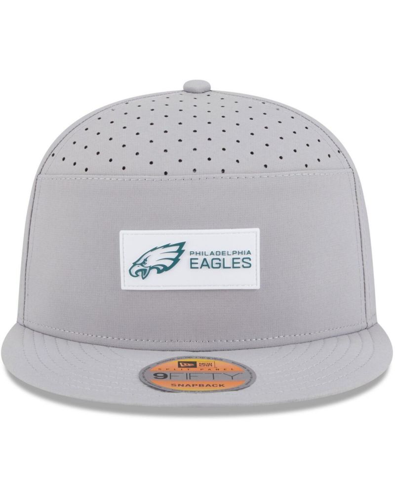 Men's Gray Philadelphia Eagles 2025 Sideline Split Panel 9FIFTY Snapback Hat