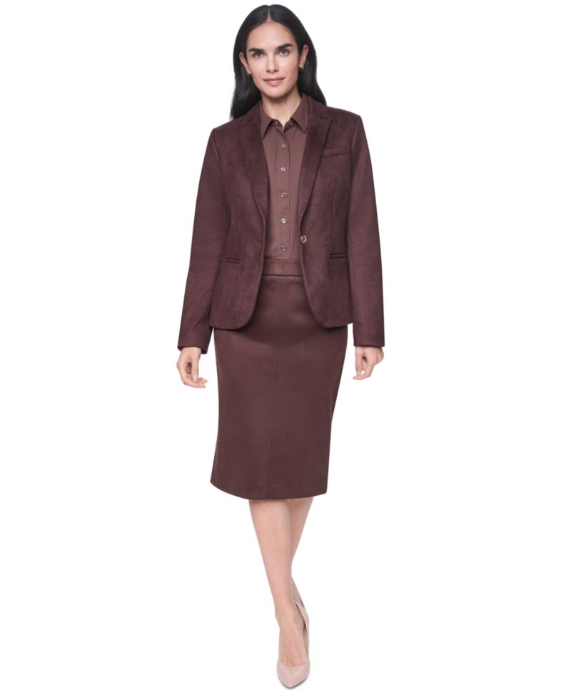 Women's Short One-Button Faux Suede Blazer