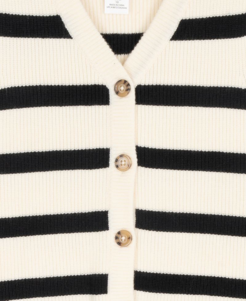 Girls' 7-12 Striped Sweater Vest, Pleated Skort with Belt and Bow Hair Clip, 3-Piece Set