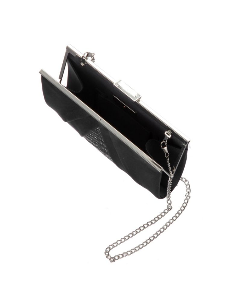 Women's Pleated Stain Crystal Frame Clutch