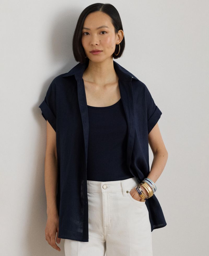 Dolman-Sleeve 100% Linen Shirt