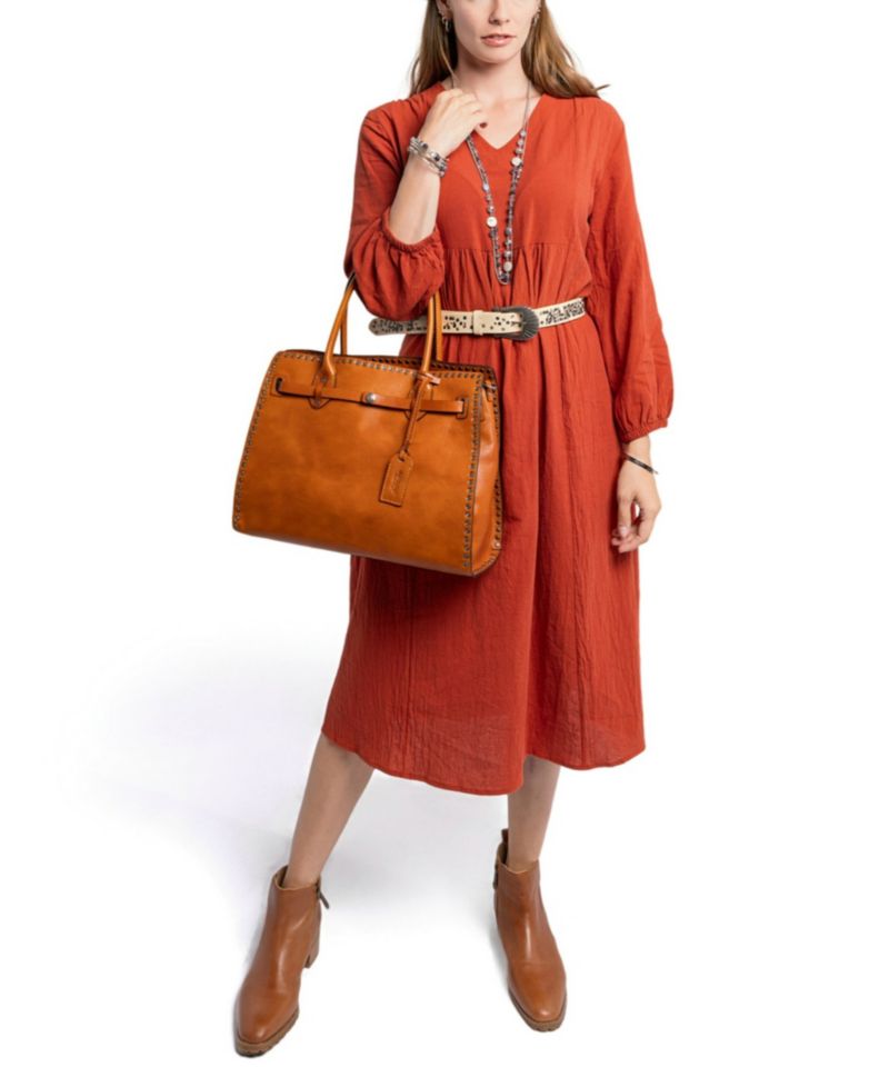 Westland Large Studded Leather Satchel Bag