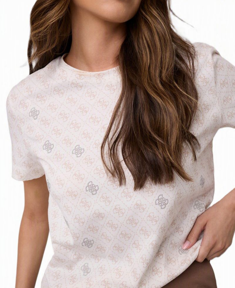 Women's 4G Rhombus Studs Embellished Logo Print Short-Sleeve T-Shirt