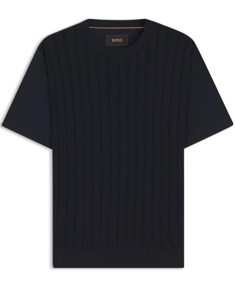 Men's Cotton-Silk Cable-Knit Front Panel T-Shirt