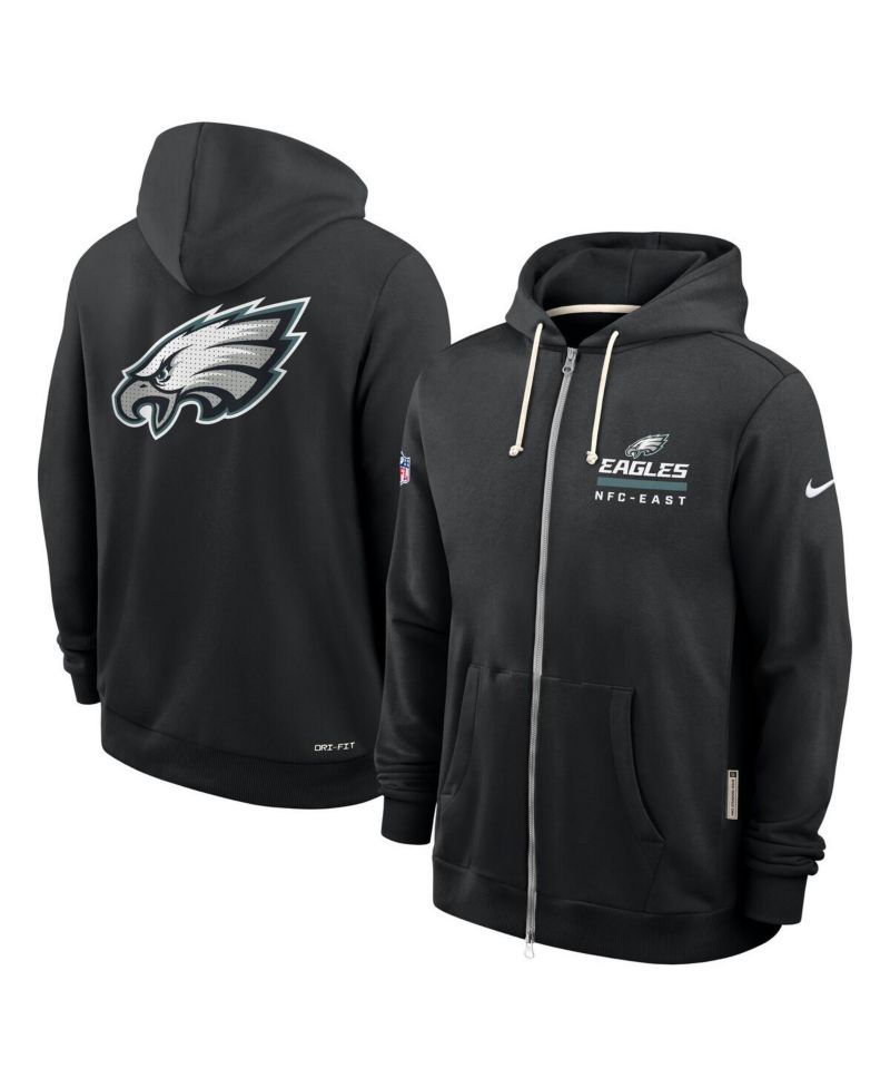 Men's Black Philadelphia Eagles Sideline Utility Player Performance Full-Zip Hoodie