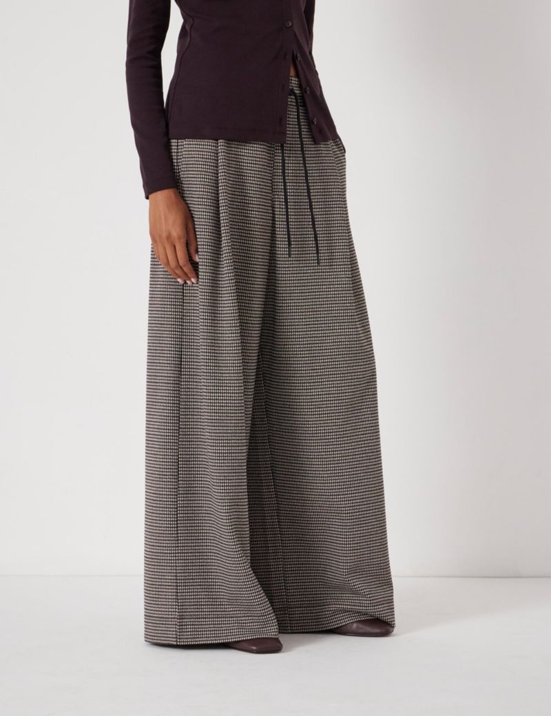 Women's Check Wide Leg Jersey Pants