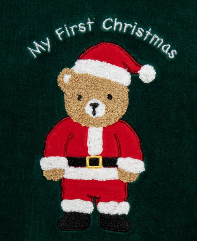 Baby Boys' Embroidered Santa Bear Velour Top and Pants, 2-Piece Set