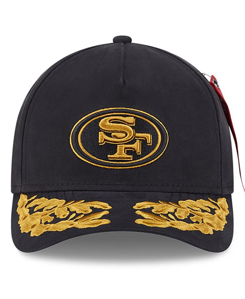 x Alpha Industries Men's Black San Francisco 49ers A-Frame 9FORTY Adjustable Hat