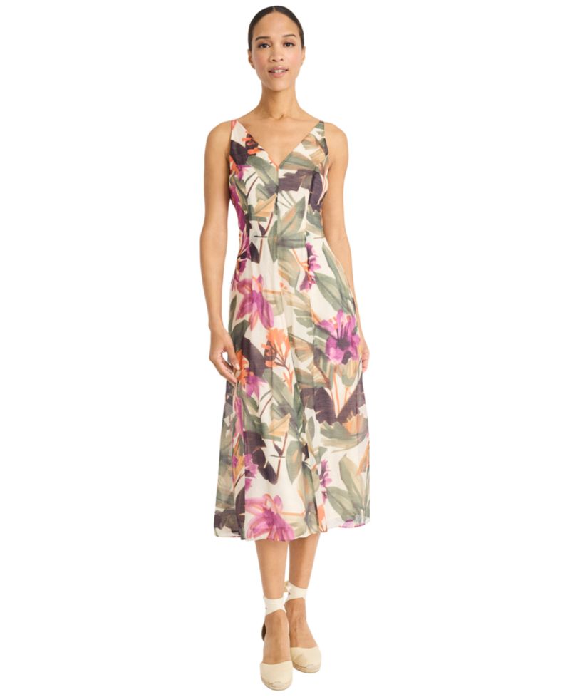 Women's Printed Voile Sleeveless A-Line Dress