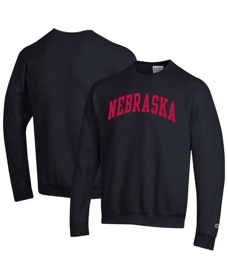 Men's Black Nebraska Huskers Basic Arch Fleece Pullover Sweatshirt