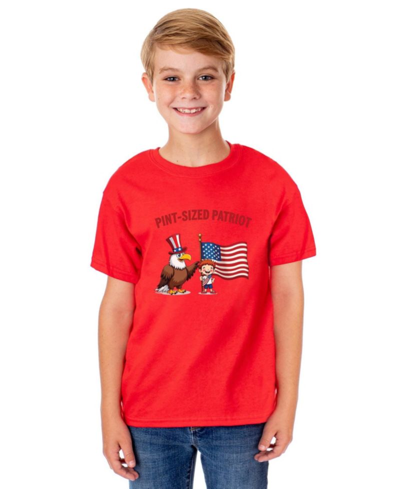 Unisex (XS-XL) 4th of July Pint-Sized Patriot Kids Funny Short-Sleeve T-Shirt