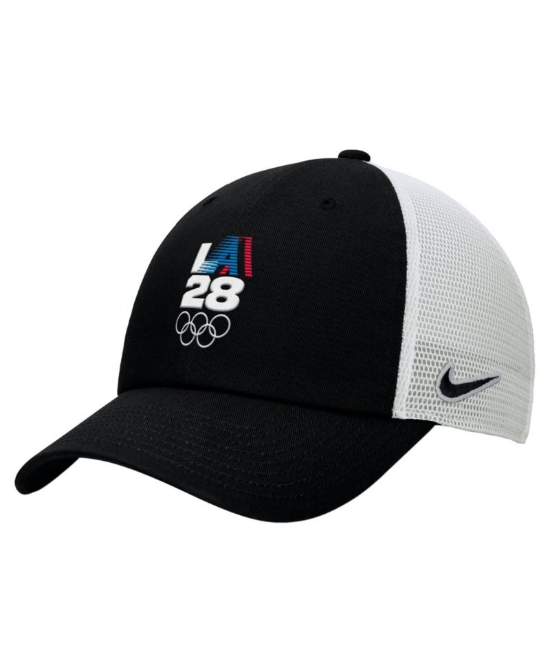 Men's Black/White LA28 Summer Olympics Club Trucker Adjustable Hat
