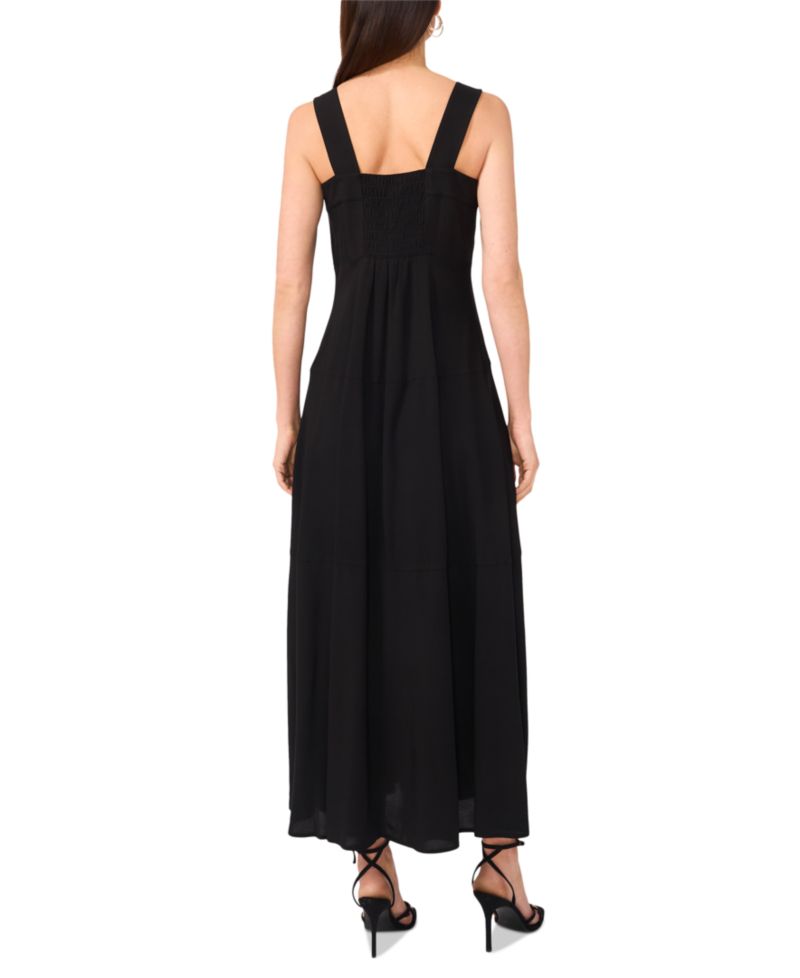 Women's Challis Square-Neck Smocked-Back Sleeveless Maxi Dress