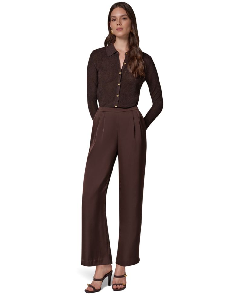 Petite High-Rise Wide-Leg Satin Pants