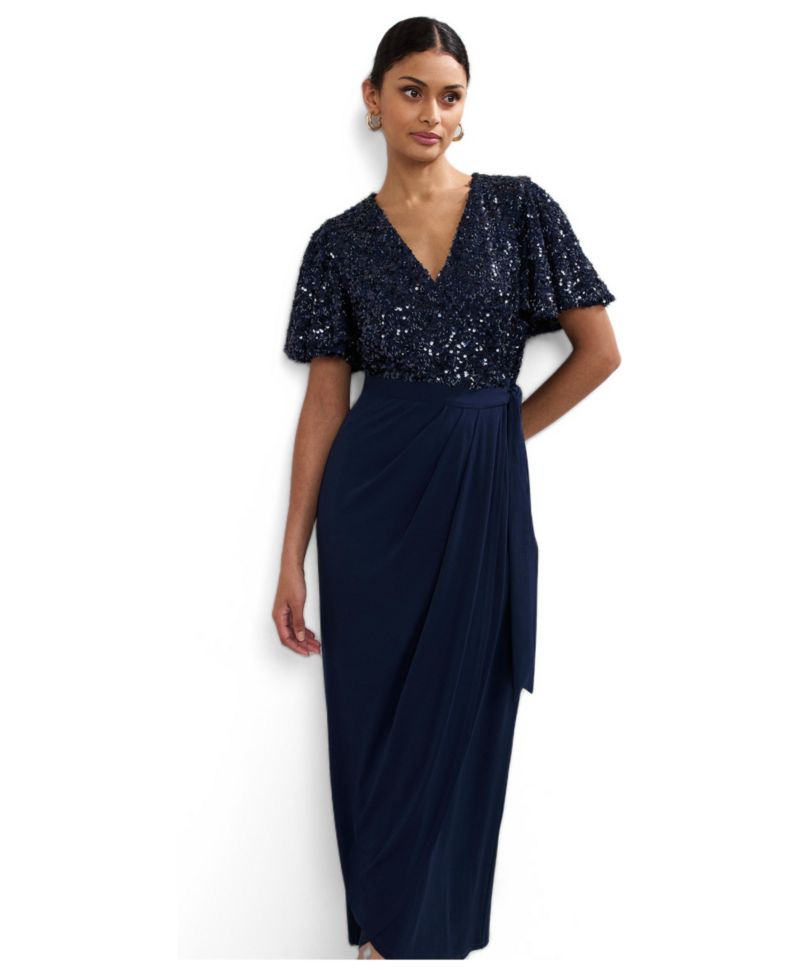 Women's Janessa Sequin Wrap Maxi Dress