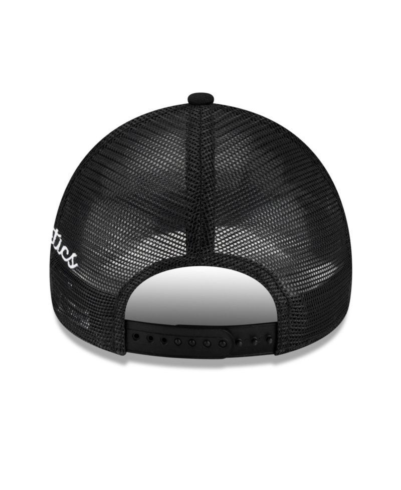 Men's Black Athletics Side Script 9FORTY A-Frame Trucker Adjustable Hat