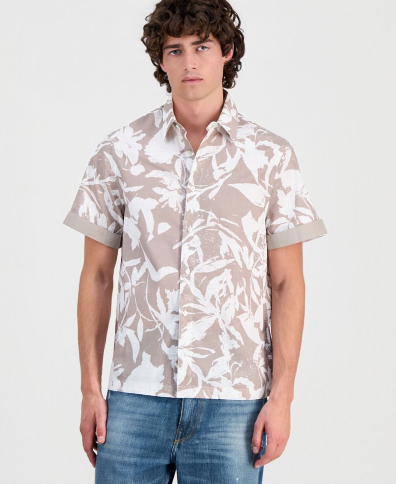 Men's Allover Print Button-Up Shirt