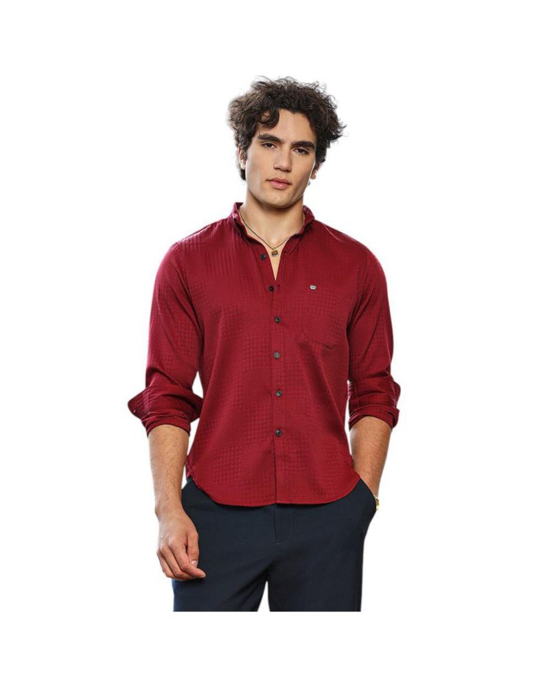 Men's Ruby Red Houndstooth-Tactile Shirt