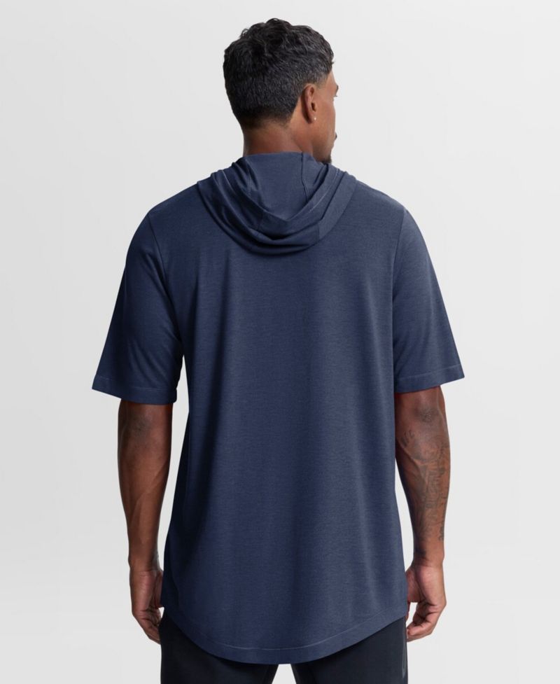 Men's Navy Atlanta Braves Arched Wordmark Tri-Blend Hooded T-Shirt