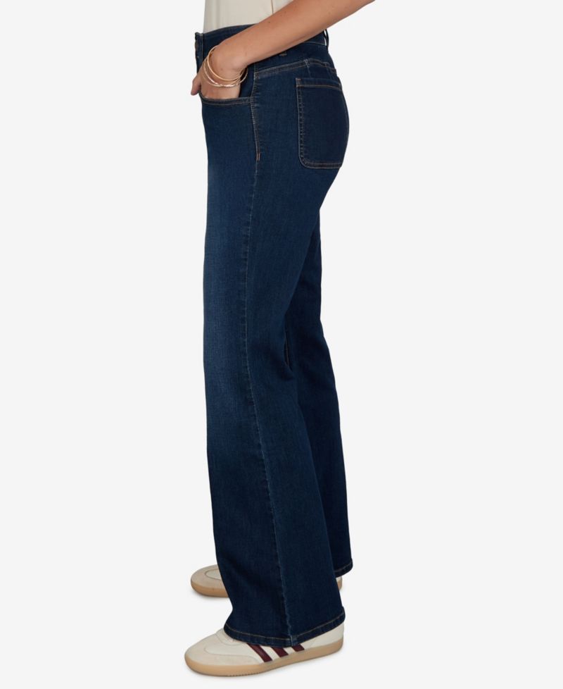 Petite Flare Mid-Rise Cotton-Blend Denim Jeans