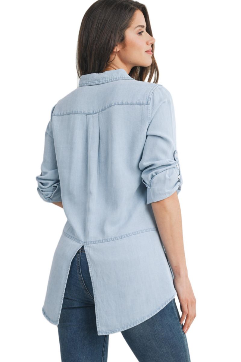 Maternity Button Down Long Sleeve Nursing Shirt