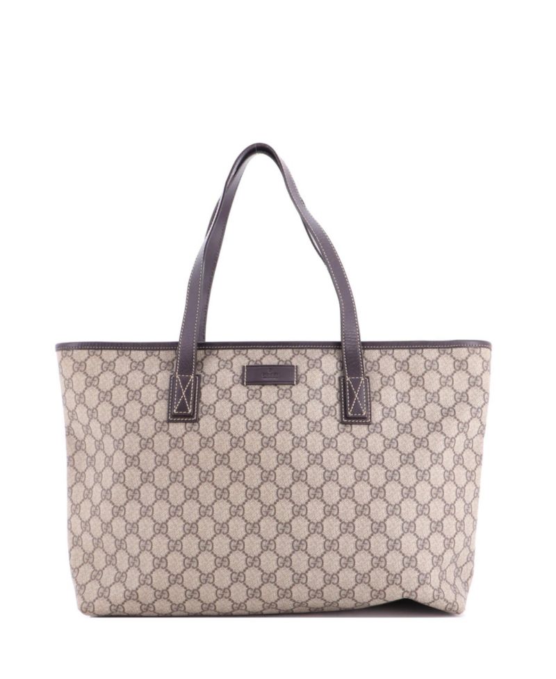 Medium Plus Tote GG Coated Canvas with Leather