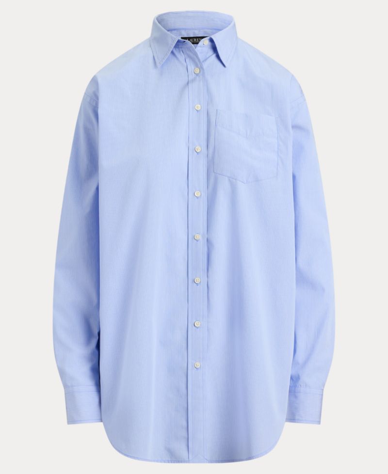 Women's Point Collar Striped Broadcloth Shirt