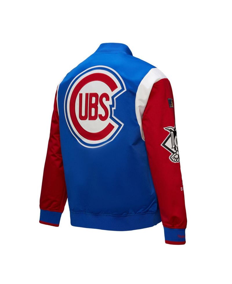 Men's Royal/Red Chicago Cubs Cooperstown Collection Team Origins Satin Full-Snap Jacket