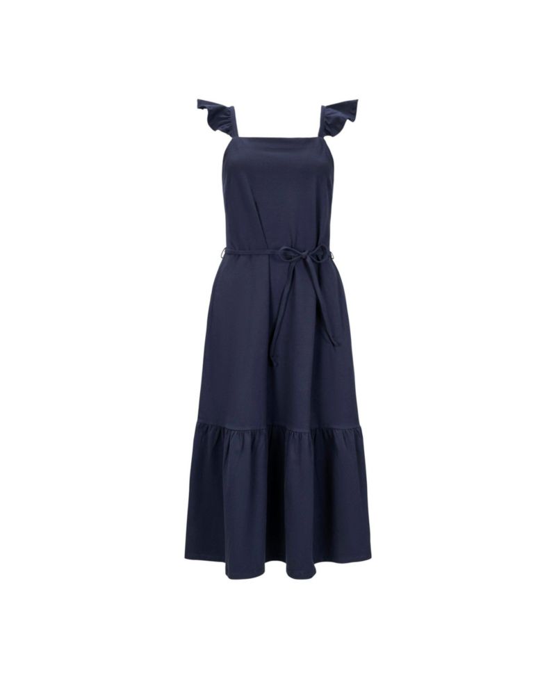 Women's Hope and Henry Organic Flutter Sleeve Knit Flounce Hem Midi Dress