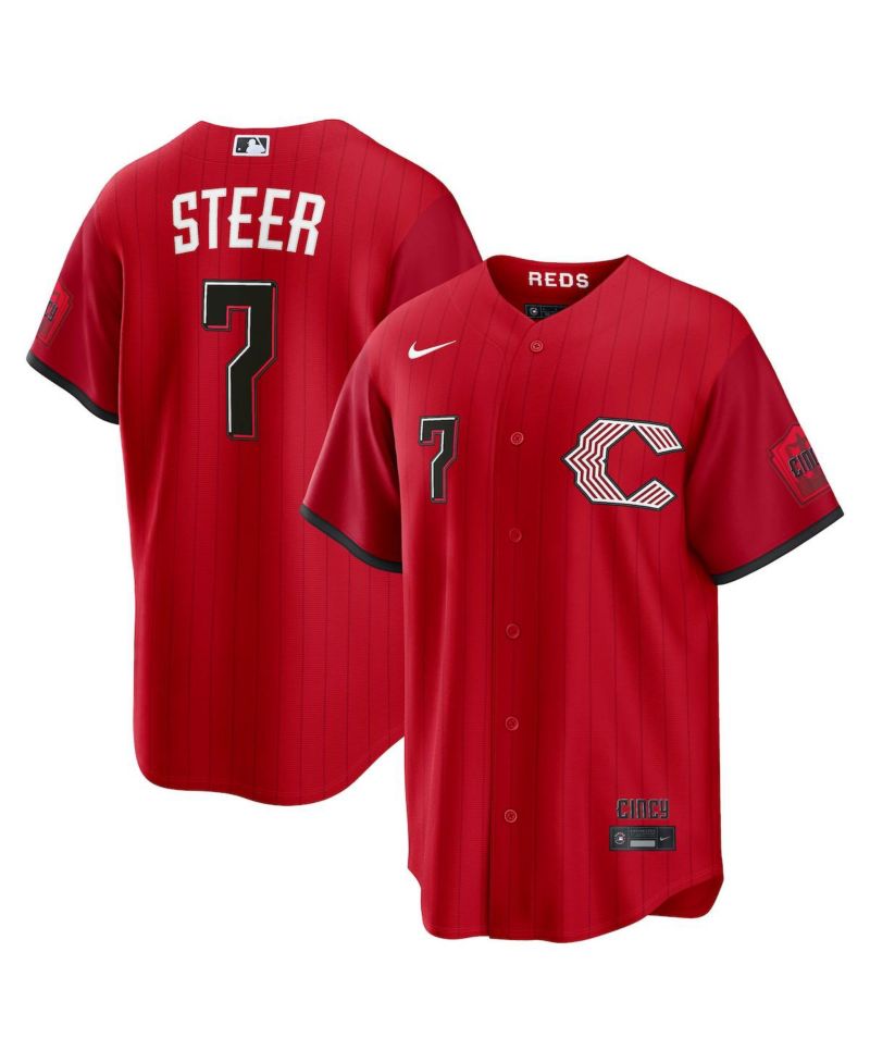 Men's Spencer Steer Red Cincinnati Reds 2026 City Connect Stadium Jersey