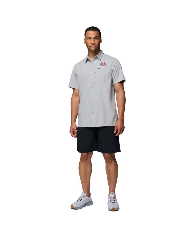 Men's Gray Ohio State Buckeyes Slack Tide Camp Button-Up Shirt